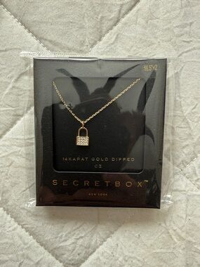 Secret box 14K Gold Dipped Padlock Pendant Necklace - Gold